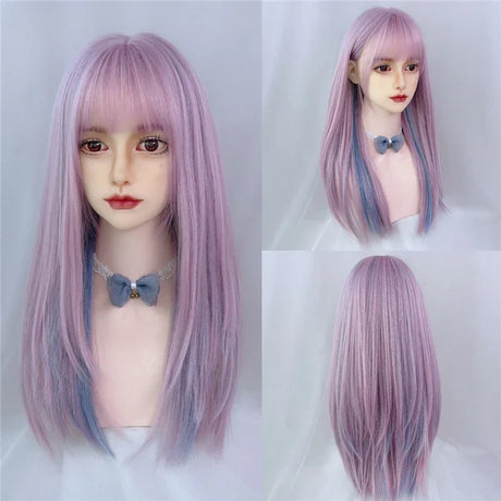 Msiwigs Women Synthetic Lolita Wig Long Straight Ombre