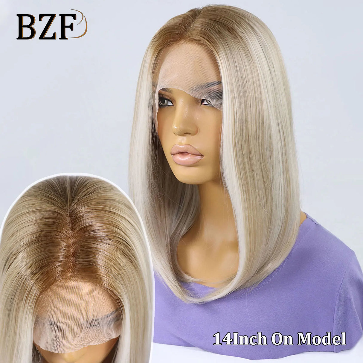 Blonde Highlight Synthetic Lace Front Bob Wigs