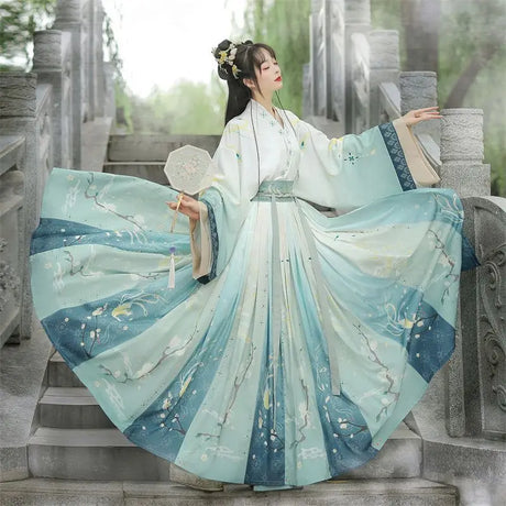 Chinese Style Women Oriental Vintage Hanfu Costumes Floral