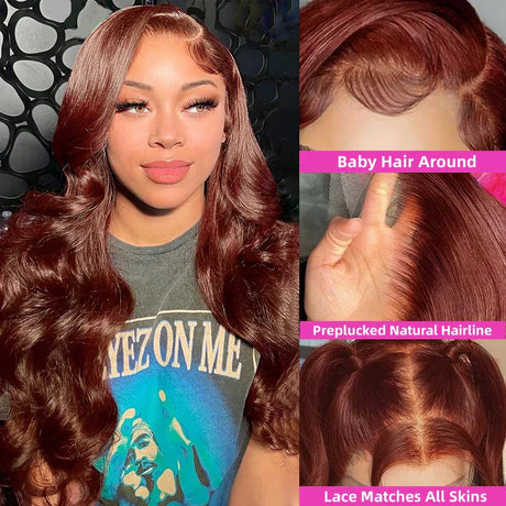 Reddish Brown Hd Lace Frontal Wig Preplucked