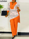 Vonda Bohemian Pant Sets Women Long Sleeve