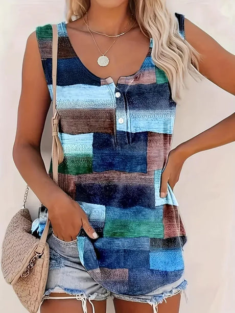 Geometric Print Sleeveless Tank Tops & Camis With