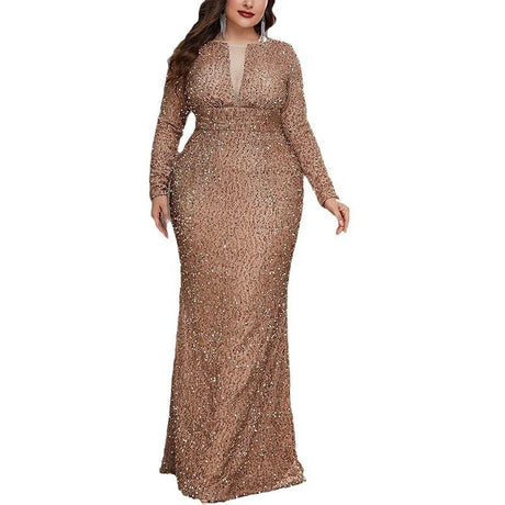 Women Party Dresses Fashion Beaded Fishtail Evening Dress