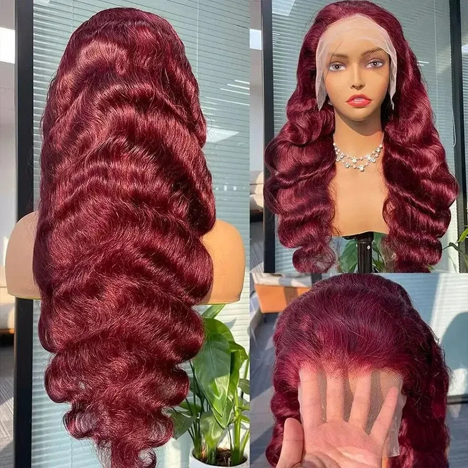 Tewjig Density J Burgundy X Lace Frontal Wigs