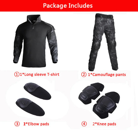 Men' Tactical Suit With Pads Combat Shirt/Pants Military