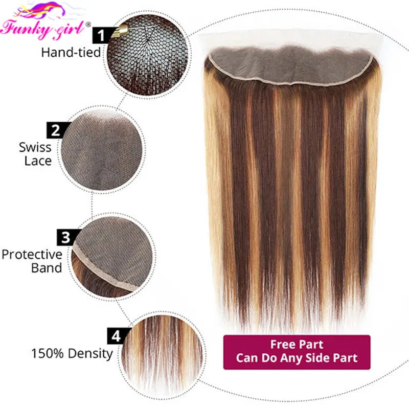 Brazilian P Highlight Bundles Straight Human Hair Bundles