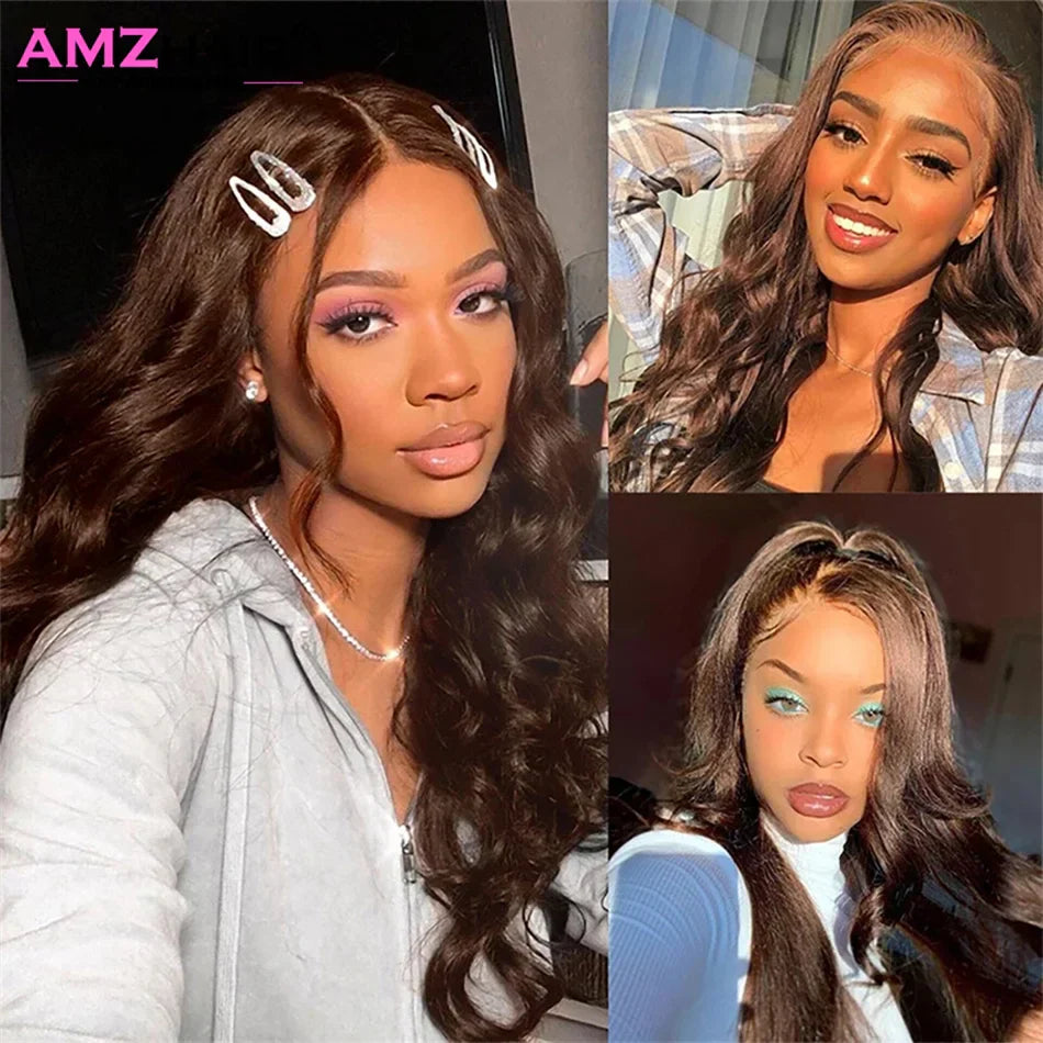 Hd Transparent Chocolate Brown Colored Lace Front Wig
