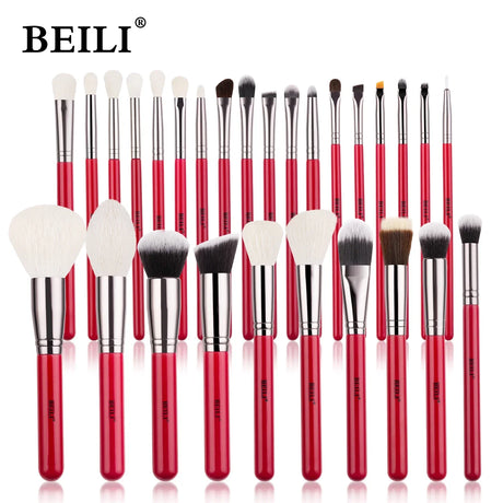 Beili Red Eye Makeup Brushes Professional Natural