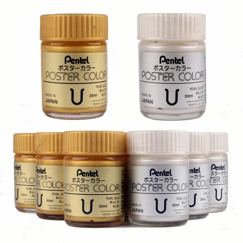 Bottled Gold And Silver Ink Pigment Art