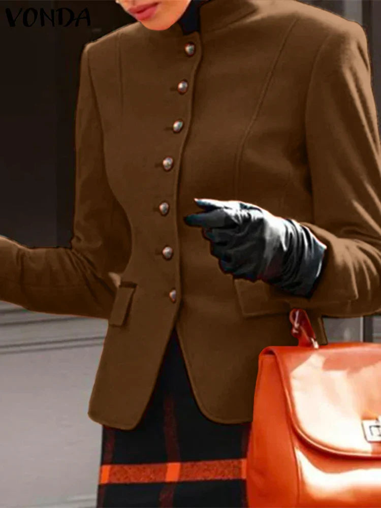 Vonda Women Blazer Autumn Fashion Solid Color