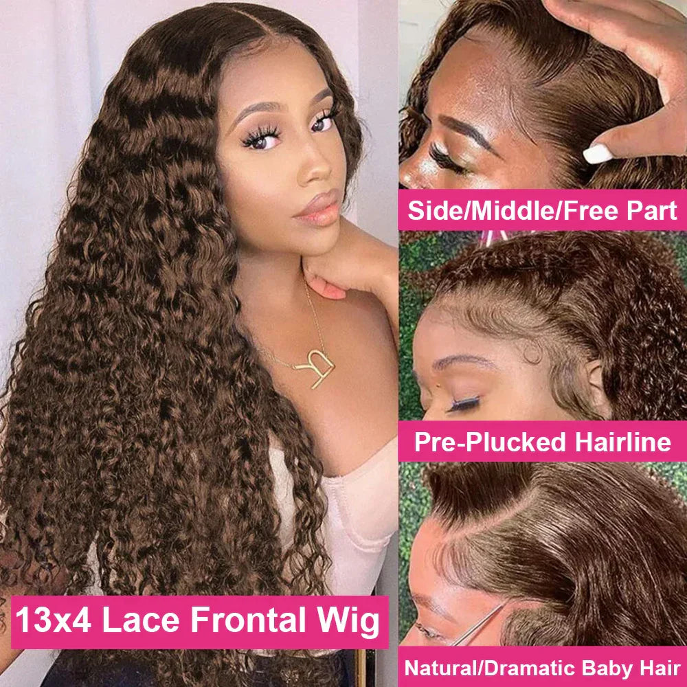 Chocolate Brown Lace Front Wig Deep Wave