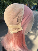 Rose Pink Short Colored Bob Human Hair Wigs