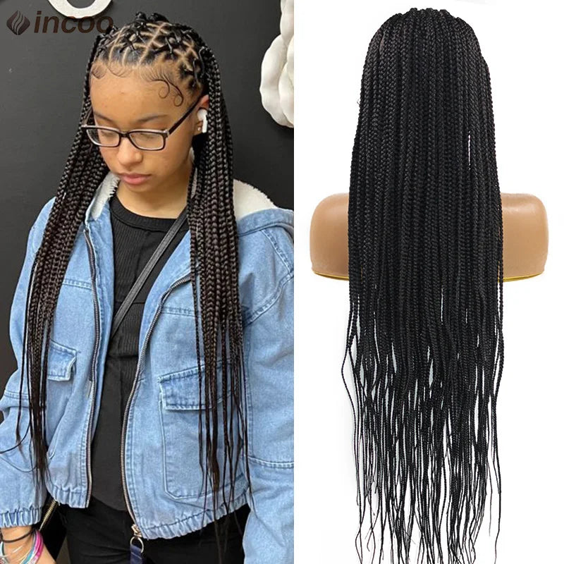 36'' Lace Front Knotless Box Braids Wig - Ombre Synthetic