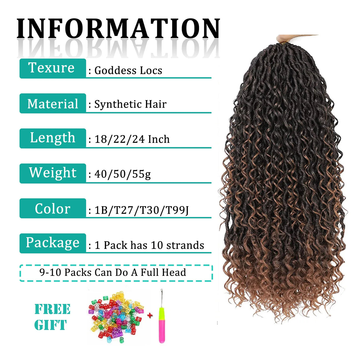 Goddess Locs Crochet Hair Curly Ends Synthetic Faux