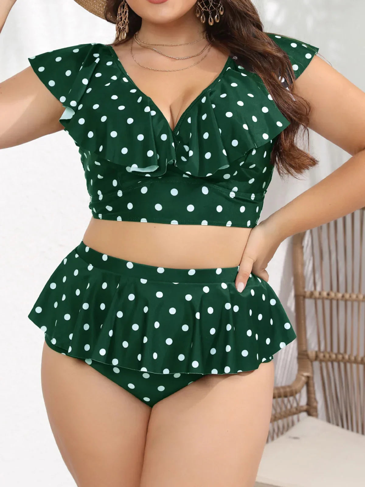 Polka Dots Bikini Size Swimwear