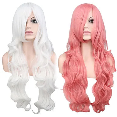 Women Synthetic Hair Red Pink Blue Orange Curly