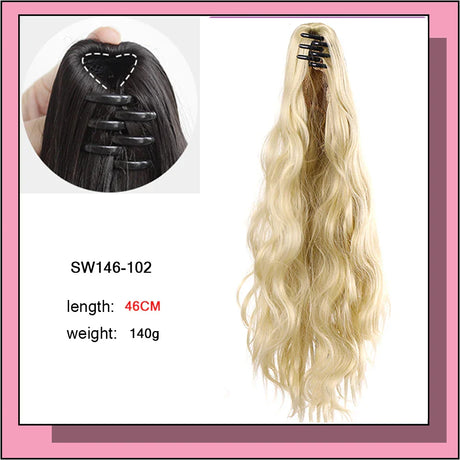 Long Wavy Straight Claw Clip On Ponytail Hair