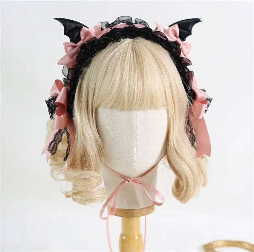 Gothic Black Bat Evil Hairpin Headband Halloween Cosplay