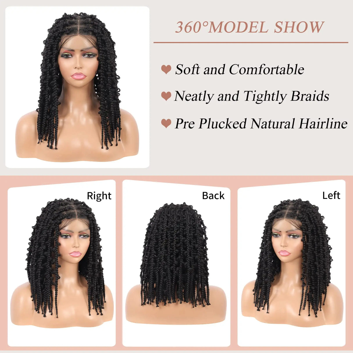 Short Knotless Box Braided Wigs For