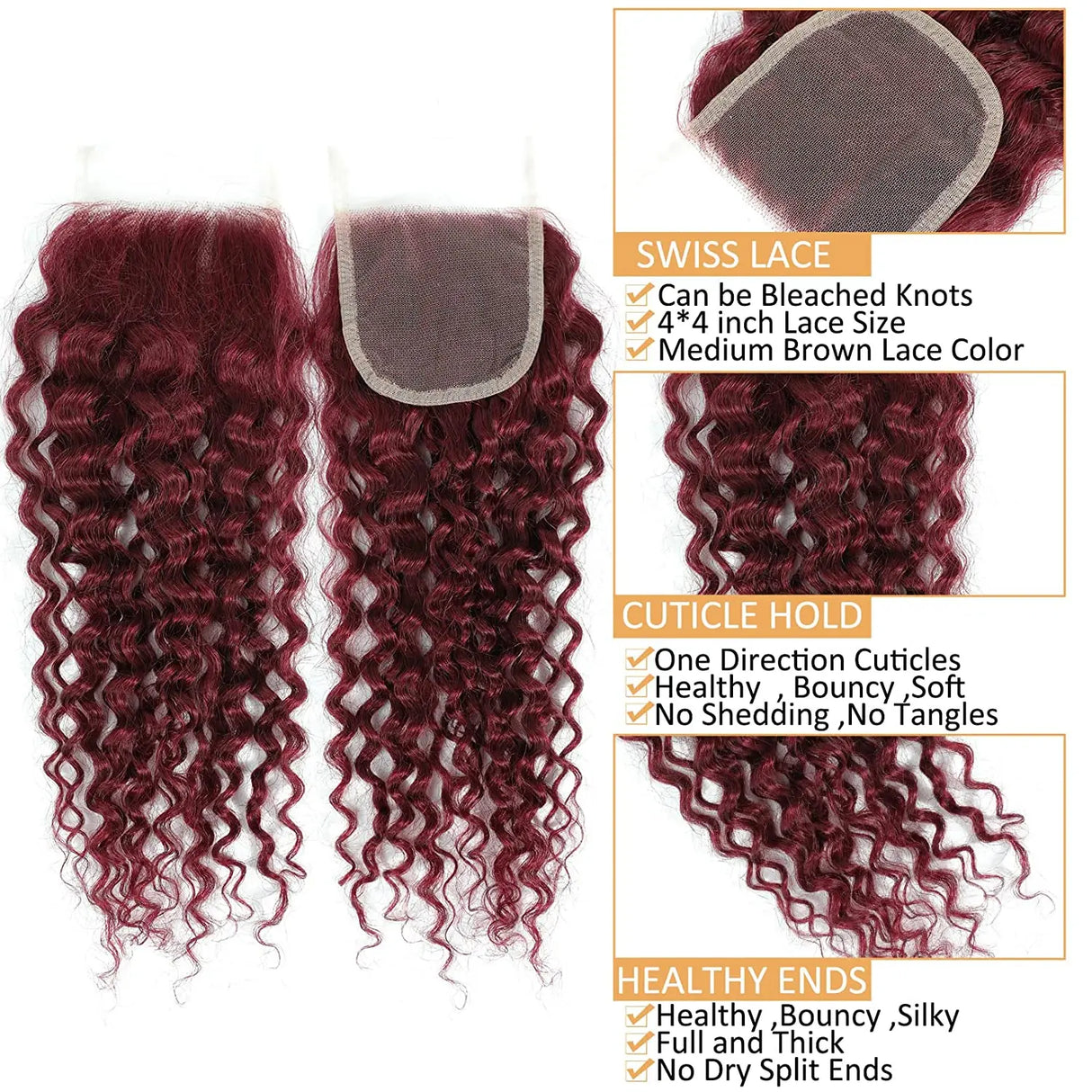 Deep Wave Curly J Burgundy X Lace Front