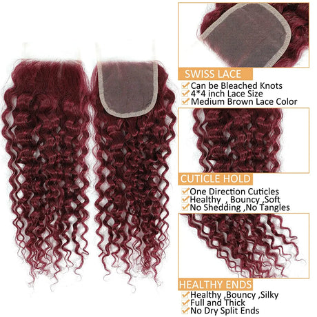 Deep Wave Curly J Burgundy X Lace Front