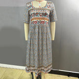 Vintage Boho Stripe Print Women Sundress Summer Fashion