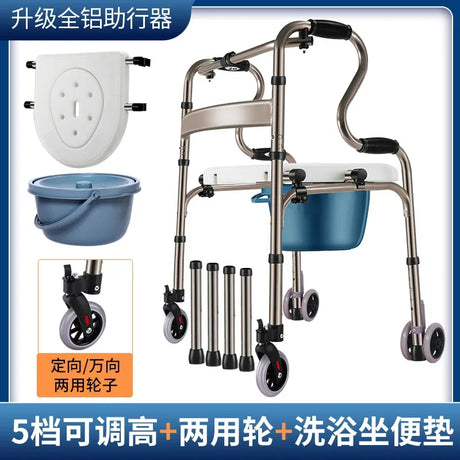 Four-Legged Aluminum Alloy Crutches For Elderly Anti-Skid Mobility