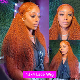 Deep Wave Orange Ginger Lace Front Wigs