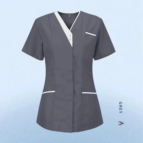 Nursing Scrubs Uniform Women Medical Tops Short Sleeve