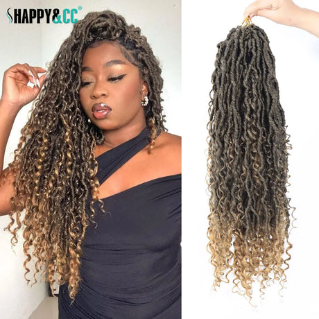 Goddess Locs Crochet Hair Curly Ends Synthetic Faux