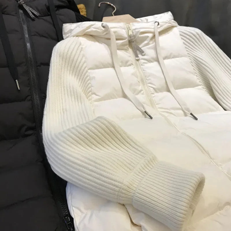 New Fashion Winter Jacket Women Parkas Hooded Knitted