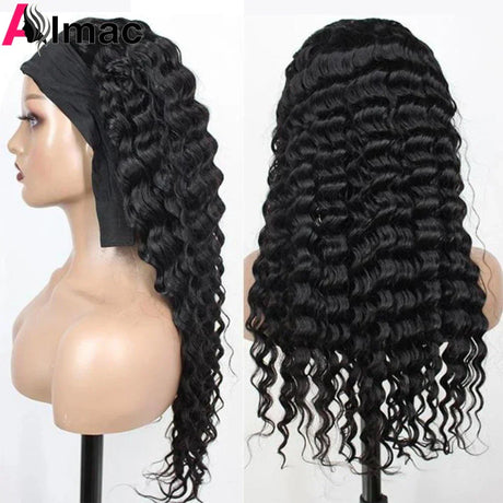 Deep Wave Headband Scarf Wig For Women Brazilian