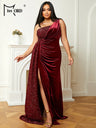 Missord Wine Sequin Evening Dresses Women Elegant One