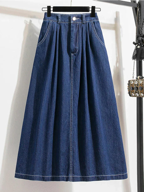 New Autumn Denim Skirt Women High Elastic Waist