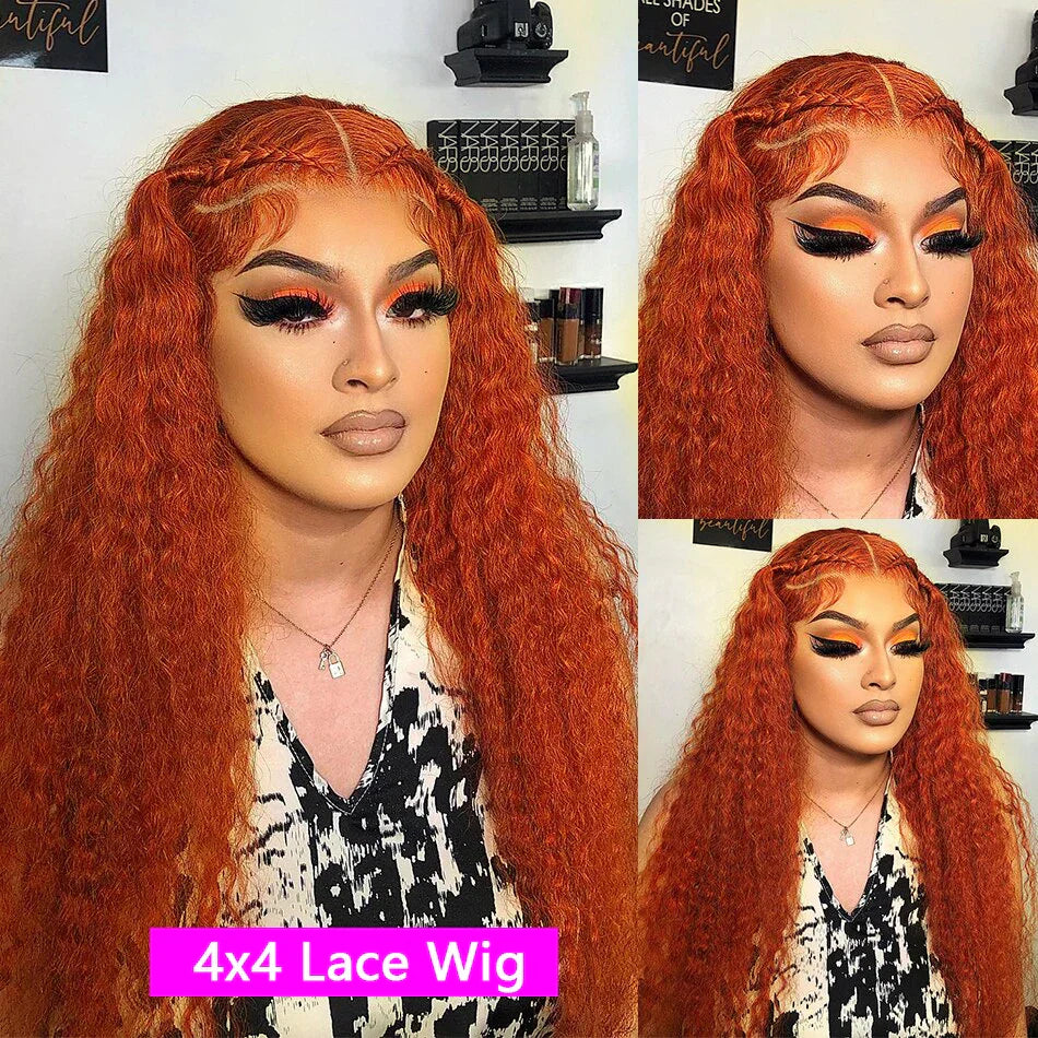 Deep Wave Orange Ginger Lace Front Wigs