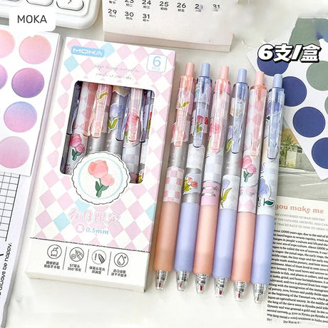 Floral Gel Pens Transparent Black