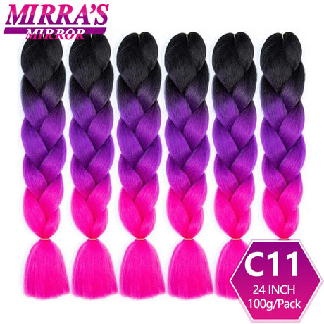 Jumbo Ombre Braids - Black, Brown, Blue, Pink