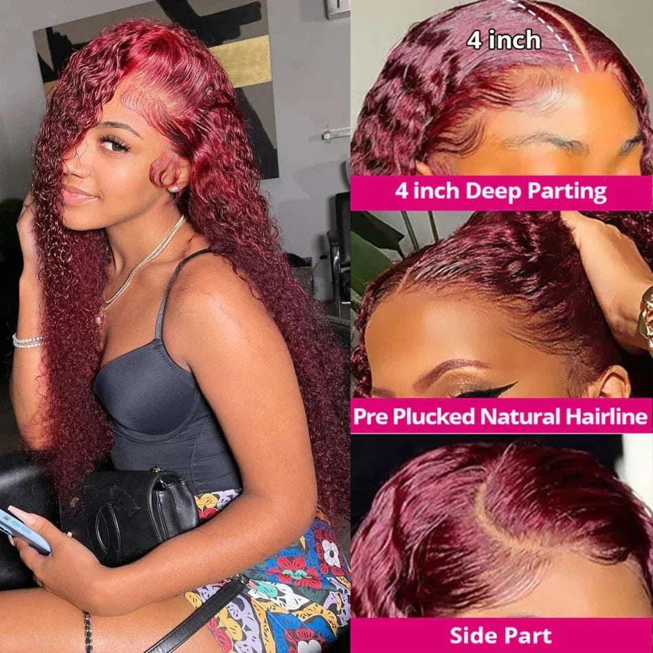 Water Wave Burgundy 13X6 Hd Lace Frontal Human