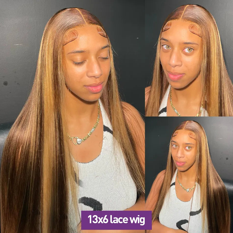 Bone Straight Highlight Lace Front Human Hair