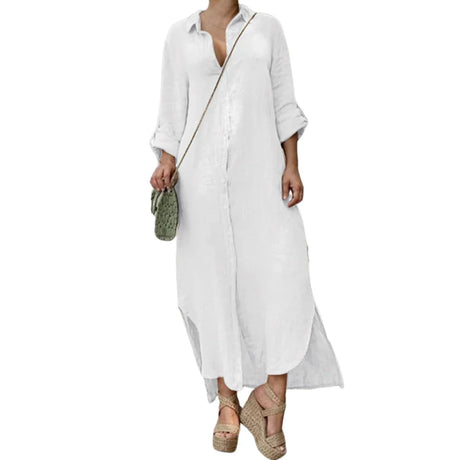 Cotton Linen Long Dress For Women Clothing Autumn