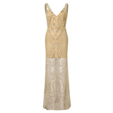 Gold Glitter Luxury Hollow Annual Meeting Evening Gown