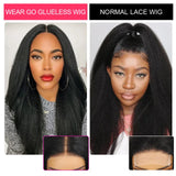 Glueless Wigs Kinky Straight 13X4 Lace Front Human