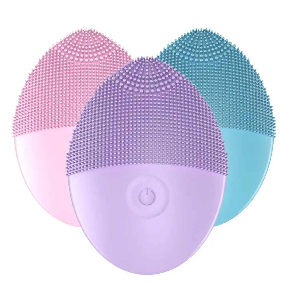 Electric Facial Cleansing Brush Silicone Ultrasonic Vibration