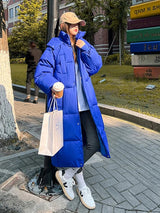 Winter Women Parka New Long Straight Down Cotton