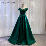Sexy Boat Neck Satin Wedding Bridesmaid Maxi Dress