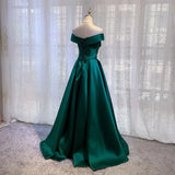 Sexy Boat Neck Satin Wedding Bridesmaid Maxi Dress