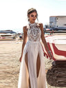 Sexy High Side Slit Halter Beach Wedding Dress