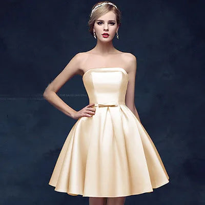 Sexy Strapless Wedding Bridesmaid Party Dress Elegant Prom