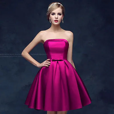 Sexy Strapless Wedding Bridesmaid Party Dress Elegant Prom