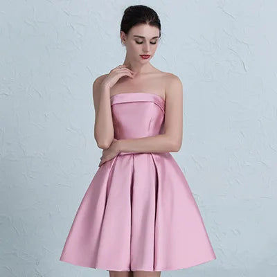 Sexy Strapless Wedding Bridesmaid Party Dress Elegant Prom